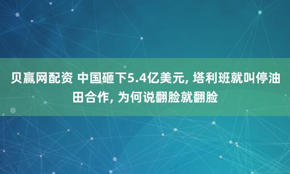 贝赢网配资 中国砸下5.4亿美元, 塔利班就叫停油田合作, 为何说翻脸就翻脸