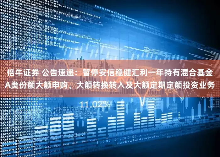 倍牛证券 公告速递：暂停安信稳健汇利一年持有混合基金A类份额大额申购、大额转换转入及大额定期定额投资业务